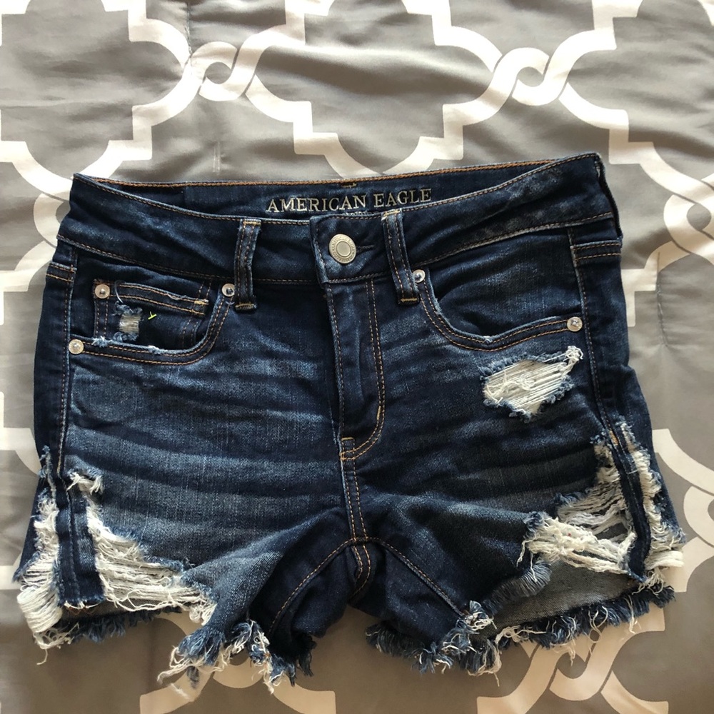 American Eagle dark distressed shorts